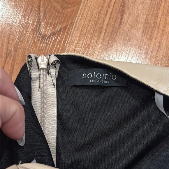 Solemio Cream and Black Spaghetti Strap Mini Sundress - Picture 3 of 5